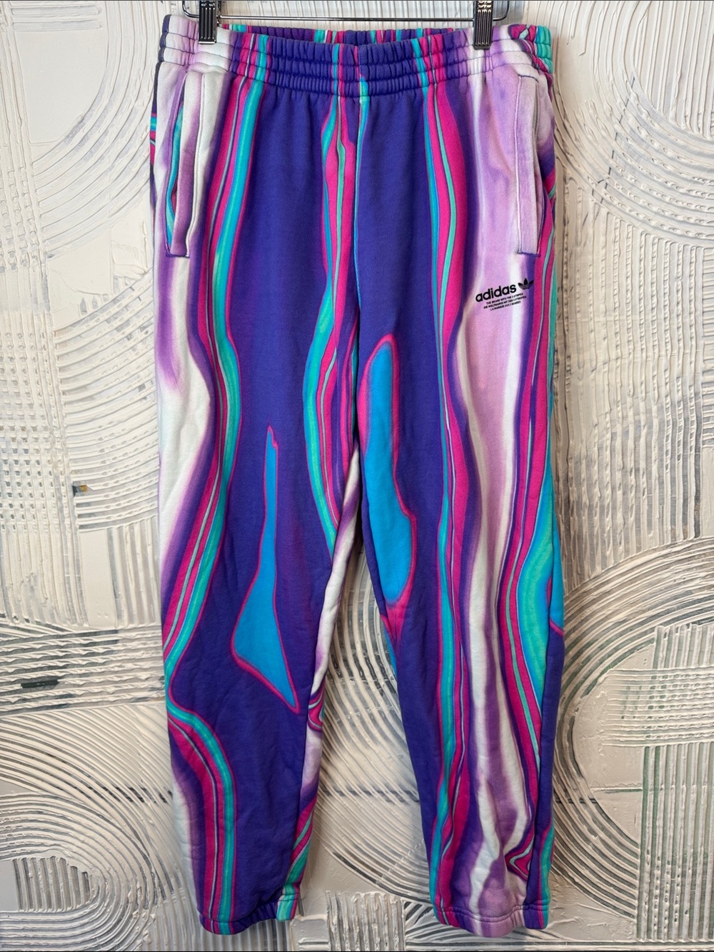 adidas Purple Teal Pink Striped Kids Sweatpants N0644